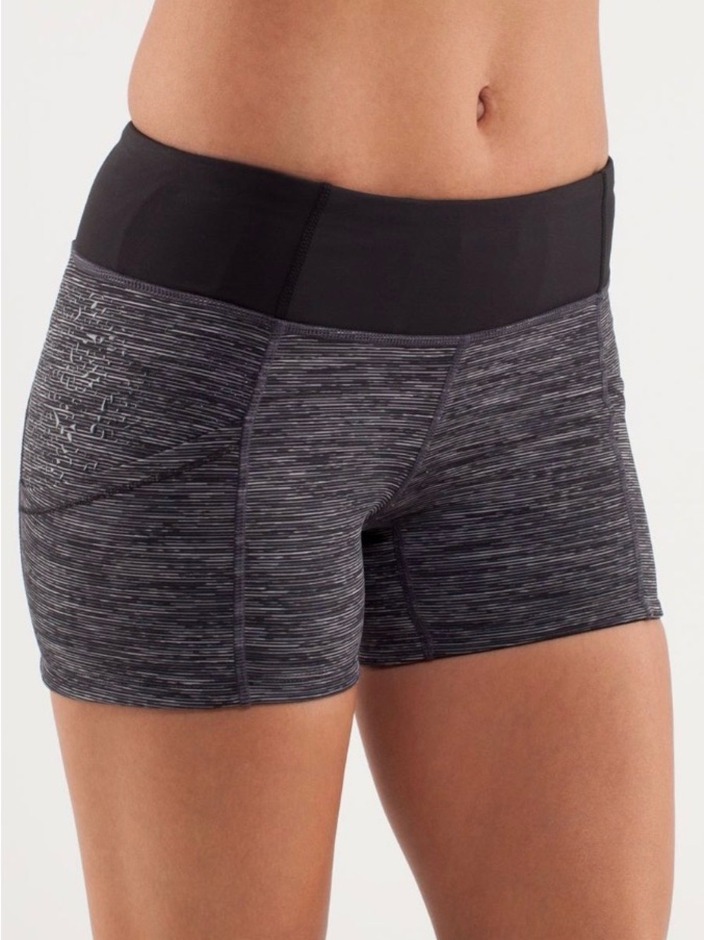 lululemon athletica Run: Shorty Short Black and Charcoal Space-Dye Bike Shorts